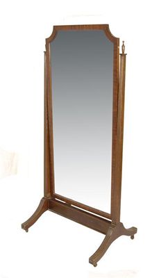 Appraisal: A mahogany cheval mirror in George III style with a