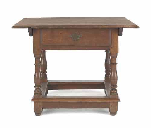 Appraisal: Pennsylvania walnut tavern table ca with a single drawer and