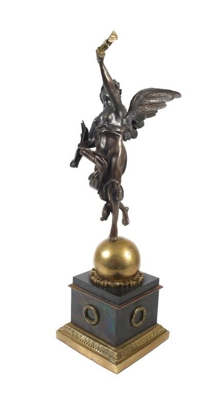 Appraisal: Bronze Winged Victory or Nike statue on brass mounted base