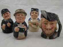 Appraisal: Four miniature ''Royal Doulton'' character jugs Rev Cassock D Miss