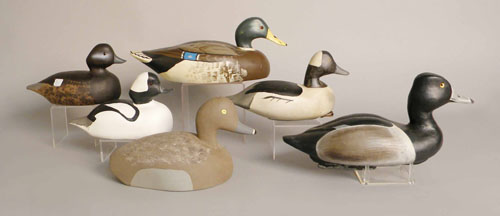 Appraisal: Group of decoys th c including a bluebill branded Hall