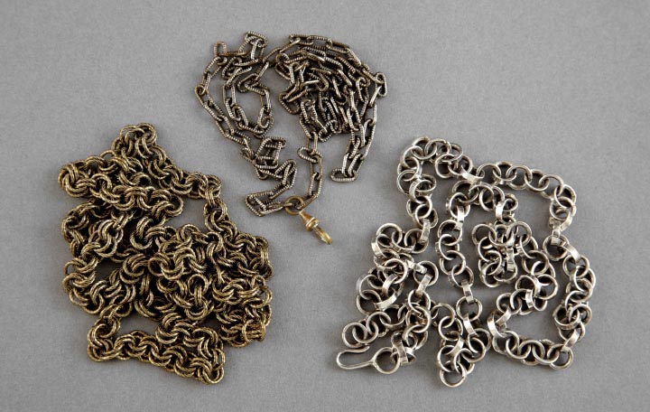 Appraisal: Collection of Three Antique American Chains composed of a silverplated