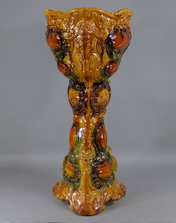 Appraisal: C English Victorian Majolica Jardiniere Pedestal England Late th Century