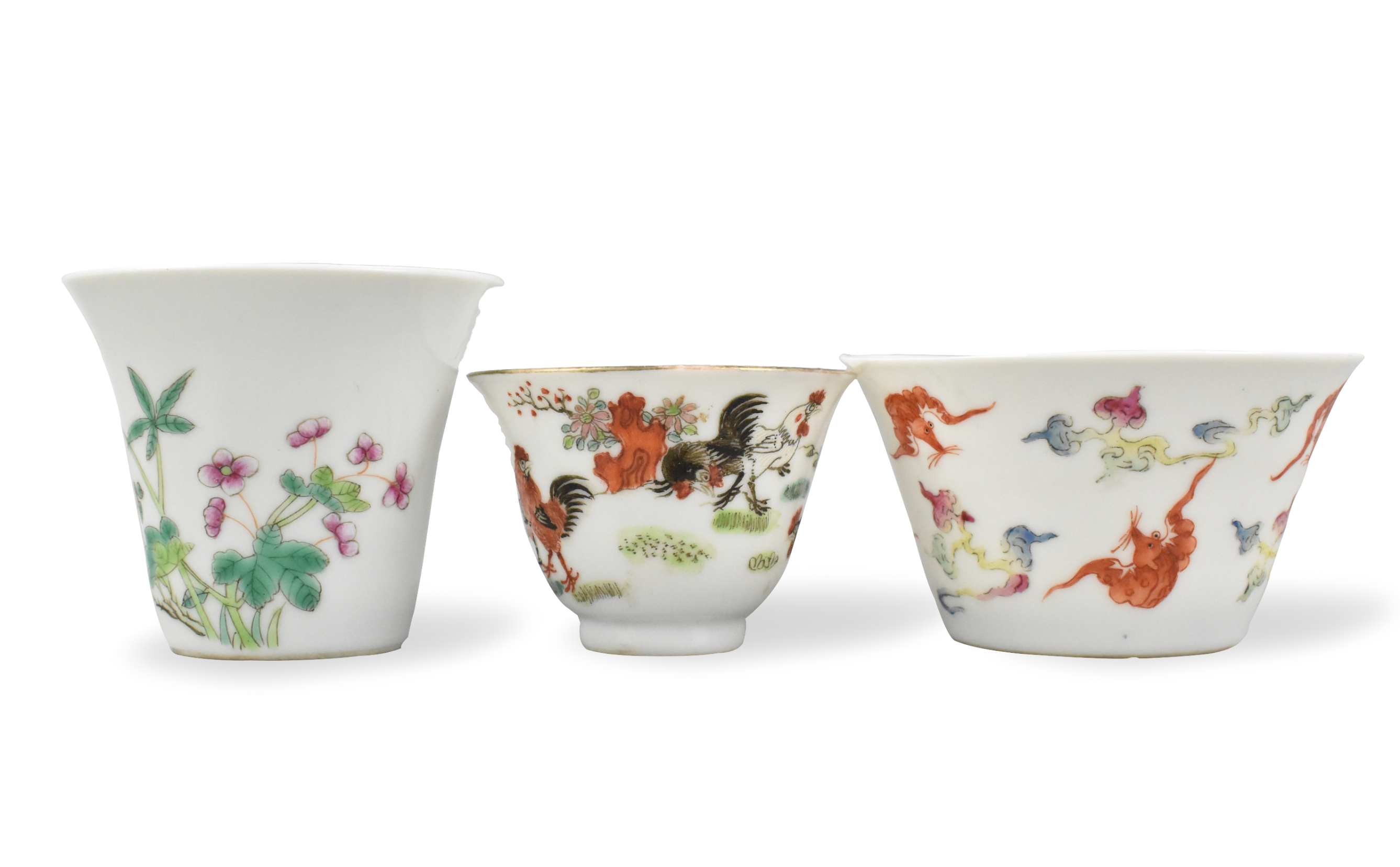 Appraisal: Three small elegant Chinese famille rose cups date from -