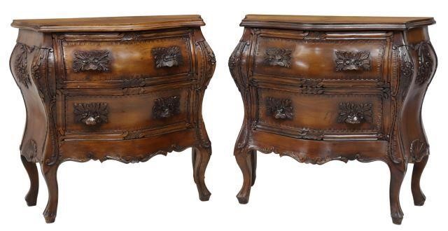 Appraisal: pair Italian Louis XV style walnut bombe commodes th c