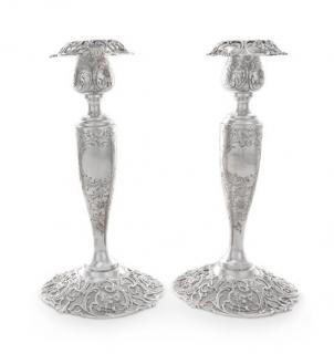 Appraisal: A Pair of American Silver Candlesticks the rim and foot