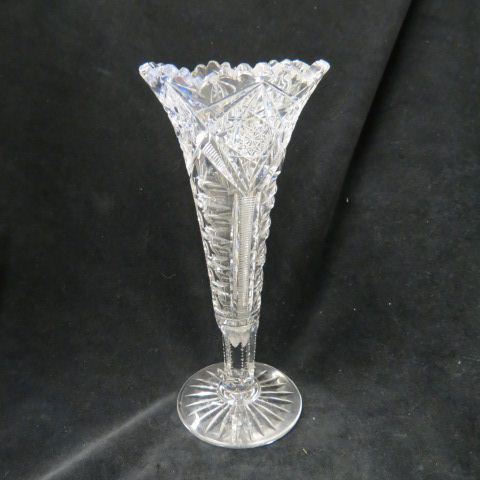 Appraisal: Cut Glass Vase brilliant period trumpet form starburst zipper step-cut