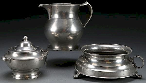 Appraisal: A THREE PIECE GROUP OF EARLY AMERICAN PEWTER A THREE