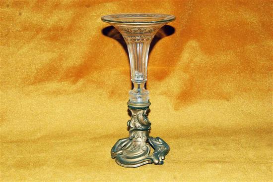 Appraisal: TH C FRENCH EPERGNE Gilt and enameled trumpet vase H