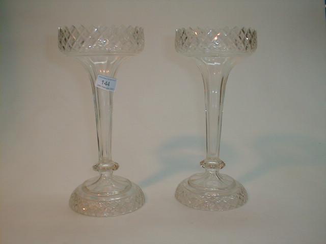 Appraisal: A pair of Edwardian clear lustre vases minus lustres