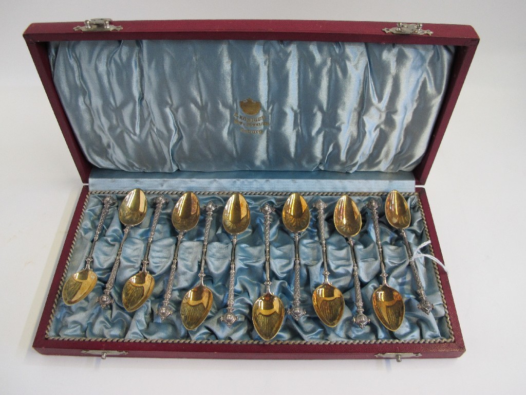 Appraisal: Cased set of twelve silver coffee spoons marked