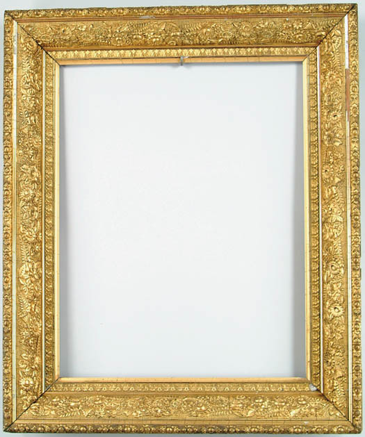 Appraisal: ANTIQUE GILT GESSO DECORATED FRAME Deep frame with spray of