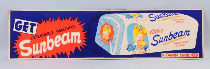 Appraisal: Cardboard Sunbeam Bread Advertising Sign A couple stained areas and