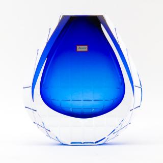 Appraisal: Baccarat Neptune Cobalt Crystal Vase in Original Box Baccarat Neptune