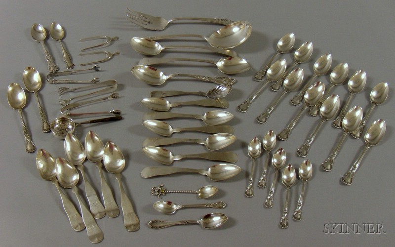 Appraisal: Group of Assorted Sterling and Coin Flatware including a two-piece