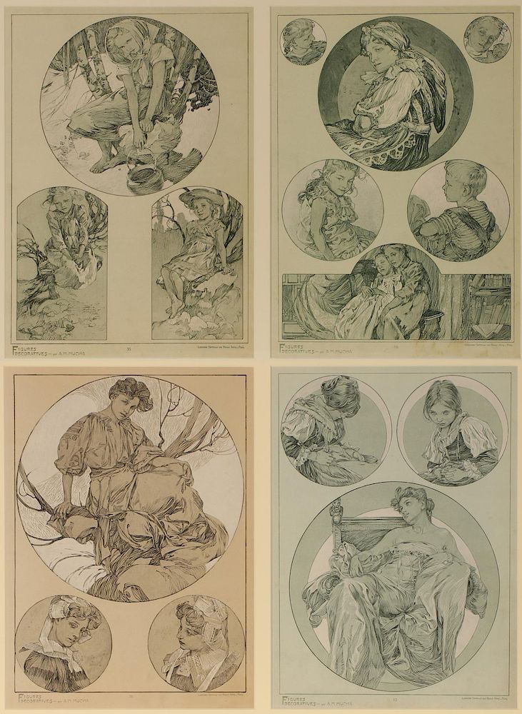 Appraisal: ALPHONSE MUCHA PLATES FROM FIGURES DECORATIVES Alphonse Maria Mucha -