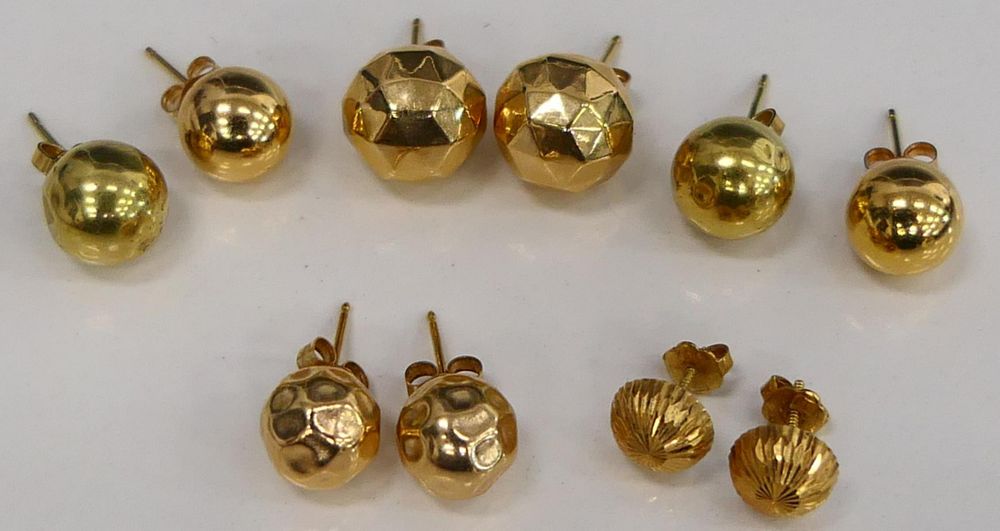 Appraisal: SETS OF KT YELLOW GOLD STUD EARRINS Largest about Total