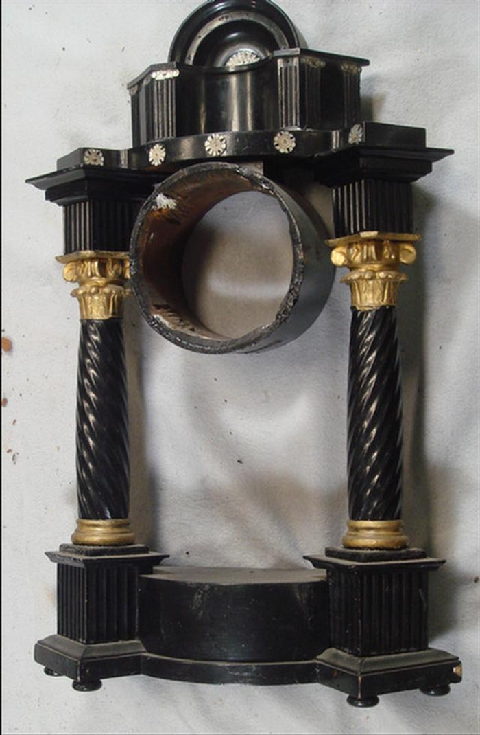 Appraisal: Ebonized French portico clock case h Estimate -