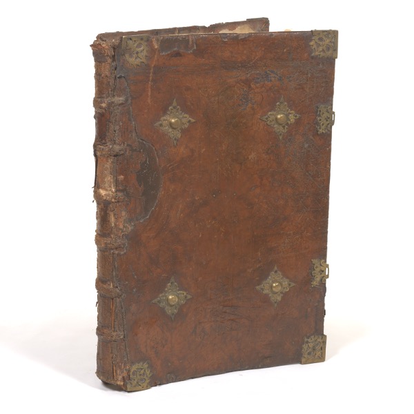 Appraisal: ANITPHONAL WOOD AND LEATHER BOOK COVER SPANISH CA TH CENTURY