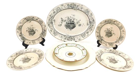 Appraisal: Seven pieces of Doulton English tableware Elaine pattern platter black