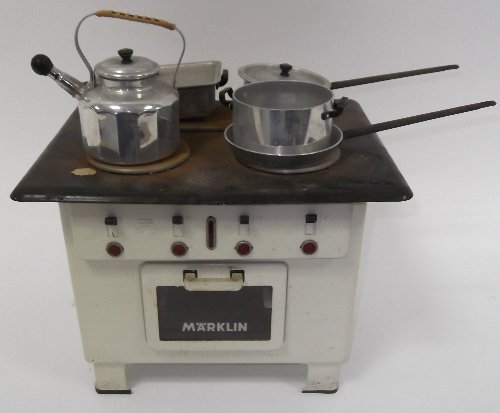 Appraisal: A child's M rklin white enamel electric cooker with three