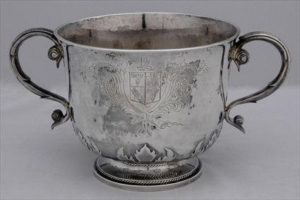 Appraisal: JAMES II SILVER TWO-HANDLED CUP I C over star within