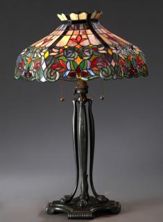 Appraisal: Tiffany Style Leaded Glass Table Lamp late th c Tiffany