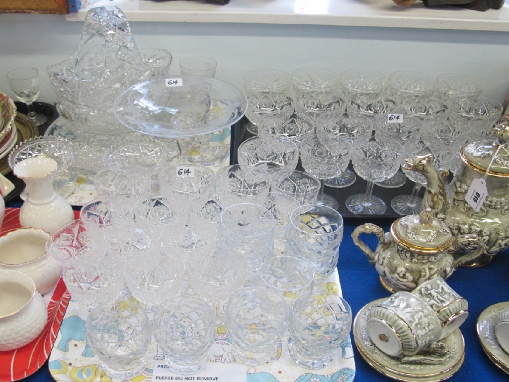 Appraisal: Three trays of cut glass and crystal including drinking glasses