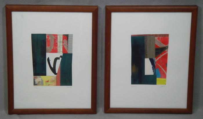 Appraisal: th c American set abstract collage mixed media x signed