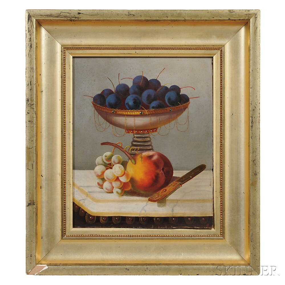 Appraisal: American School th Century Still Life with Fruit in a