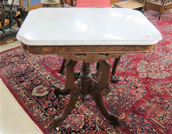 Appraisal: VICTORIAN WALNUT AND BURL WALNUT LAMP TABLE American c having