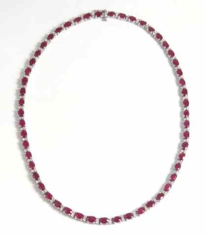 Appraisal: RUBY AND DIAMOND NECKLACE - '' in length The k