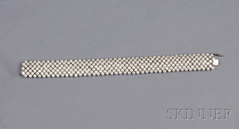 Appraisal: kt White Gold and Diamond Bracelet the flexible form set