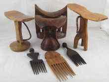 Appraisal: A private collection of four African tribal headrests including Kenyan