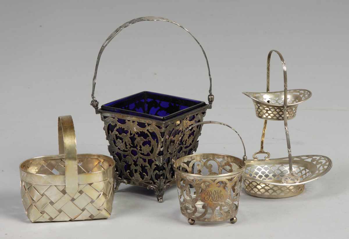 Appraisal: Silver sugar baskets Silver sugar baskets oz Max Ht ''E