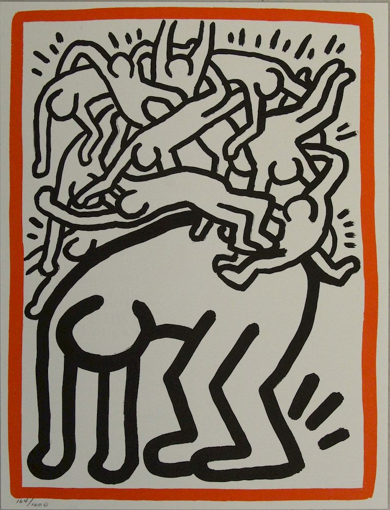 Appraisal: HARING Keith Lithograph Fight AIDS Worldwide Published by the United