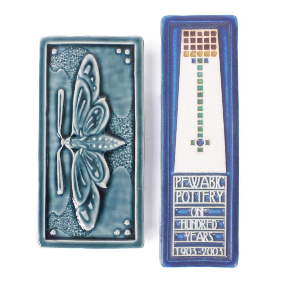 Appraisal: TWO ARTS CRAFTS STYLE TILES PEWABIC POTTERY COMMEMORATIVE AND HAMMOND