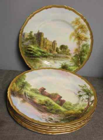 Appraisal: Royal Worcester Scenic Castle Plates Includes Bothwal Castle Barnard Castle