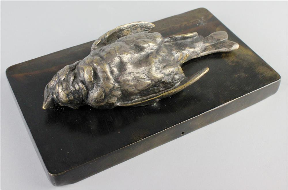 Appraisal: CONTINENTAL BRONZE FIGURE OF A DEAD FINCH late th early