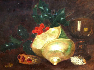 Appraisal: British Provincial School th century- Still life of shells holly