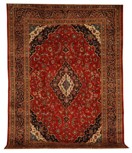 Appraisal: ORIENTAL RUG KESHAN ' x ' Blue and ivory central