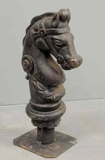 Appraisal: Cast iron horse head form hitching post finial c h