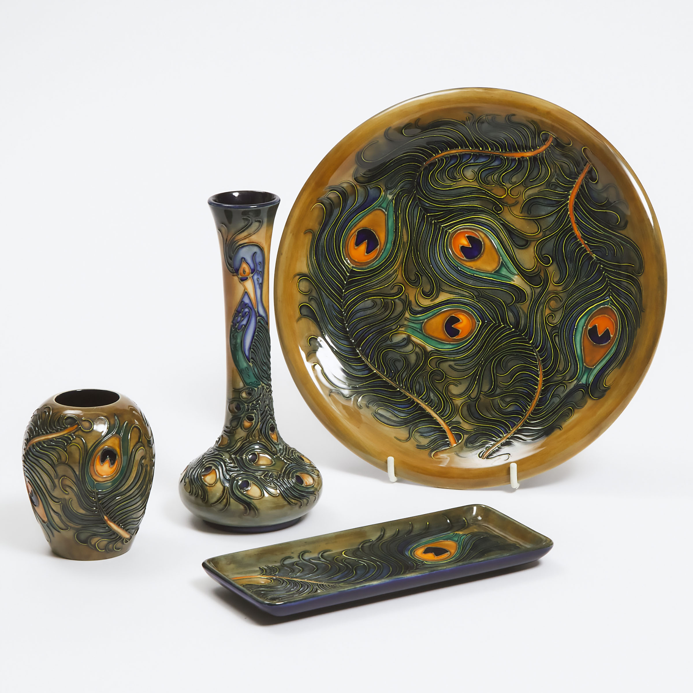 Appraisal: Group of Moorcroft Phoenix Pottery comprising vases a plate and