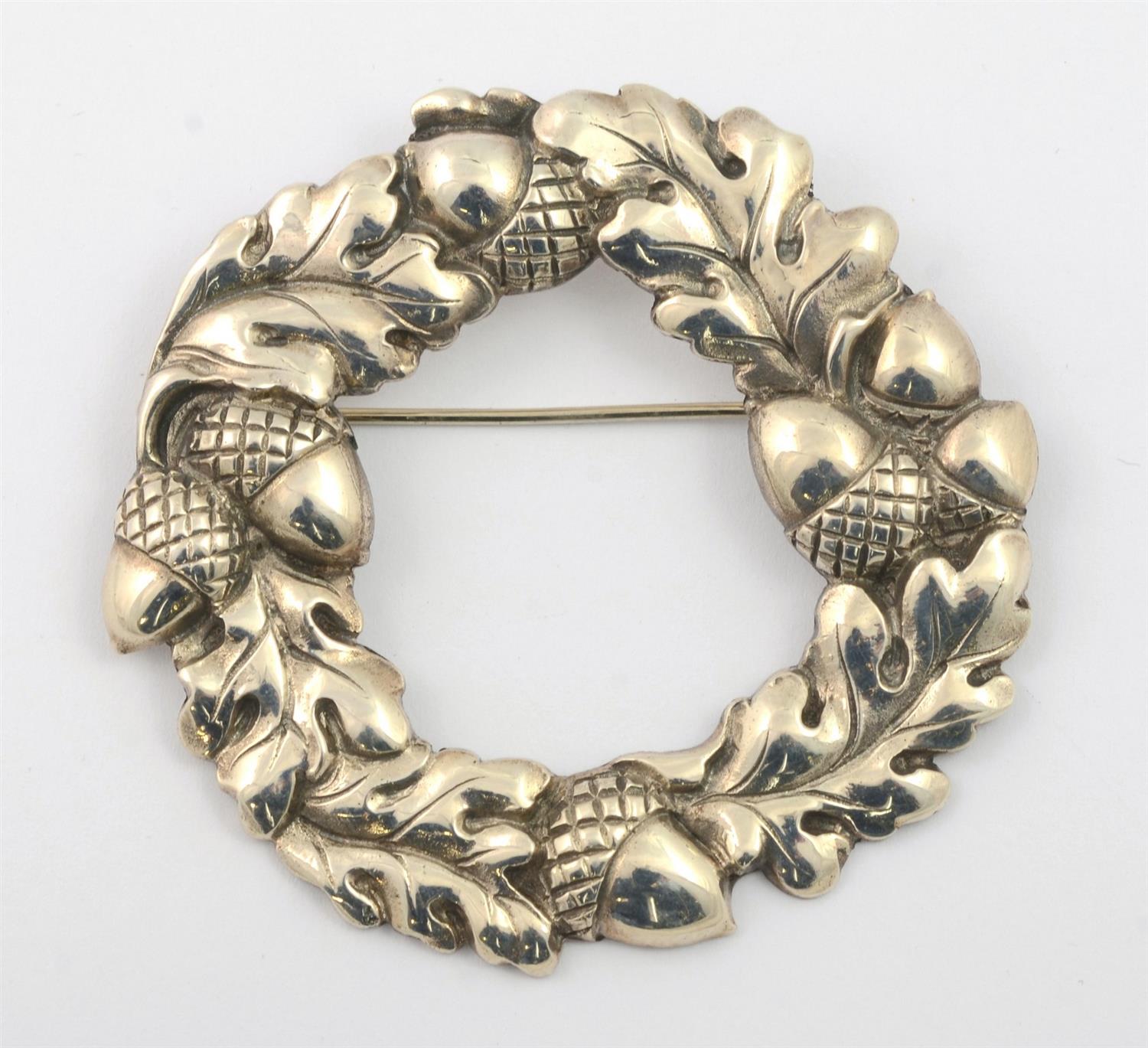 Appraisal: Viking Craft Hand Made Acorn Wreath Pin - long TO