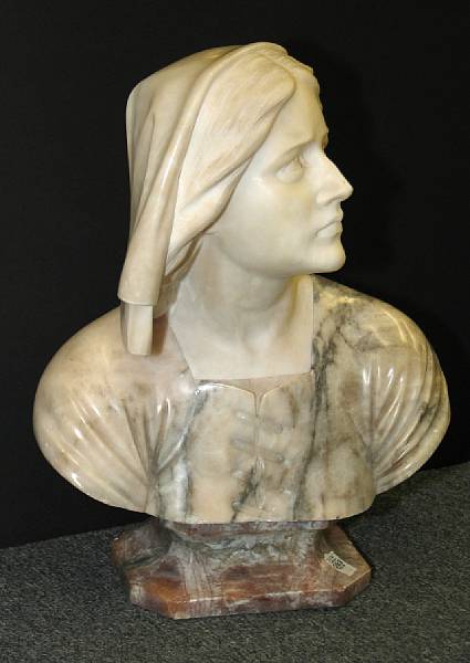 Appraisal: An Italian alabaster bust of Joan of Arc late th