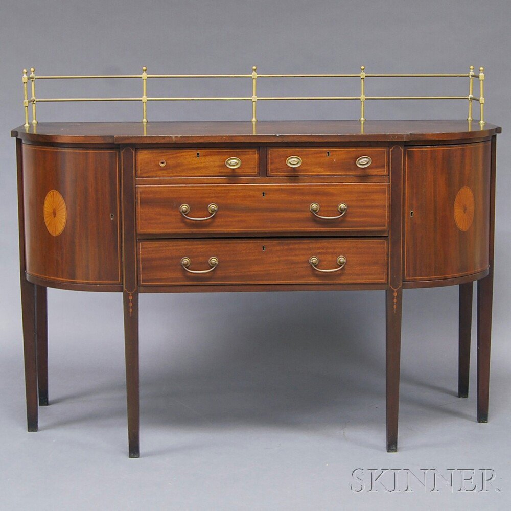 Appraisal: Federal-style Inlaid Mahogany Sideboard attributed to A H Davenport Irving