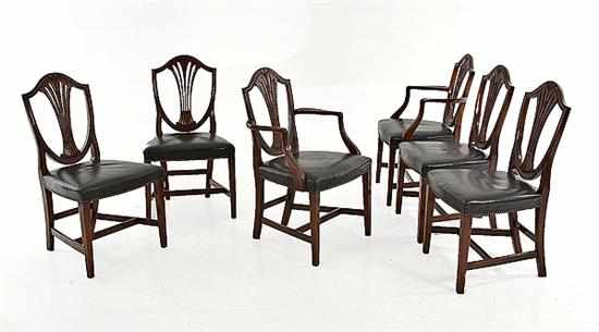 Appraisal: Set of six Hepplewhite style mahogany dining chairs late th