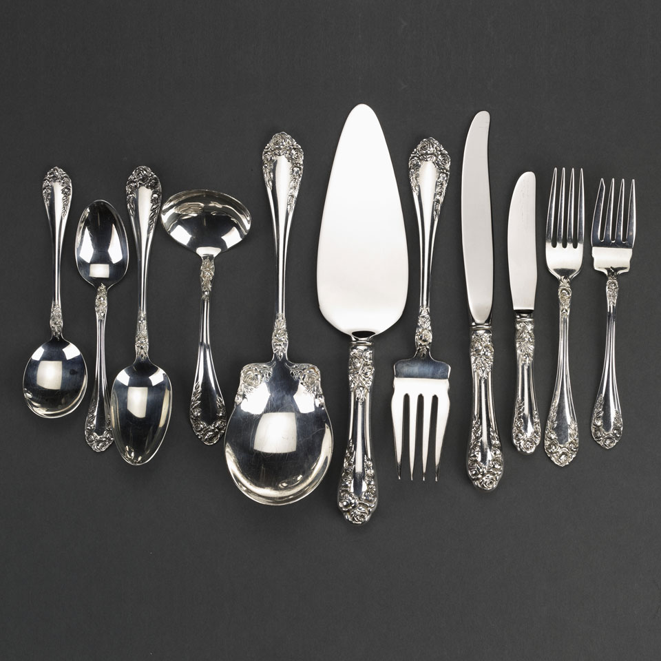 Appraisal: American Silver Normandy Rose Pattern Flatware Service Northumbria Silver Co