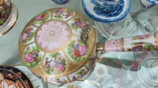 Appraisal: CONTINENTAL PORCELAIN GILDED AND ENAMELLED BED PAN SHAPED BOX