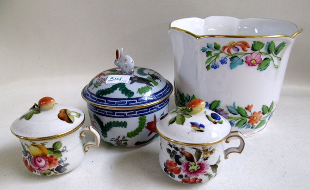 Appraisal: FOUR PIECES OF HEREND PORCELAIN in various floral and coy